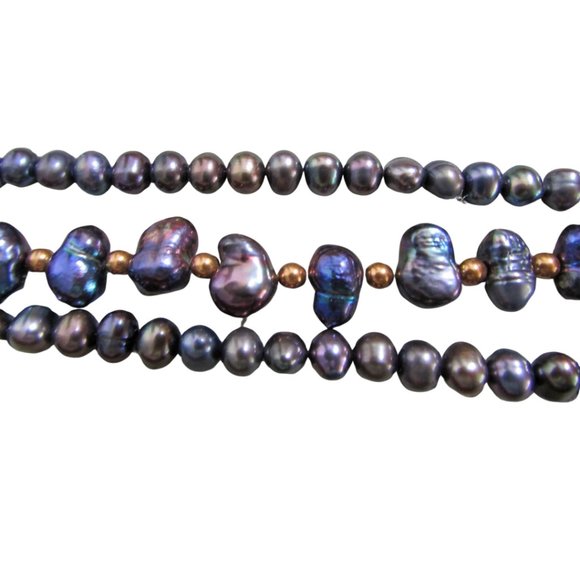 Black Baroque Freshwater Pearl Bracelet - Picture 2 of 5